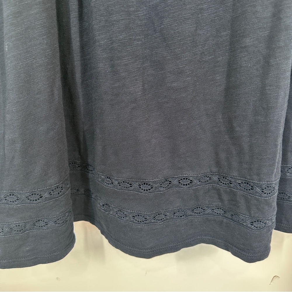 J. Jill Knit Navy Blue Pintuck Dress Size Medium Shirt Sleeve - Picture 5 of 7
